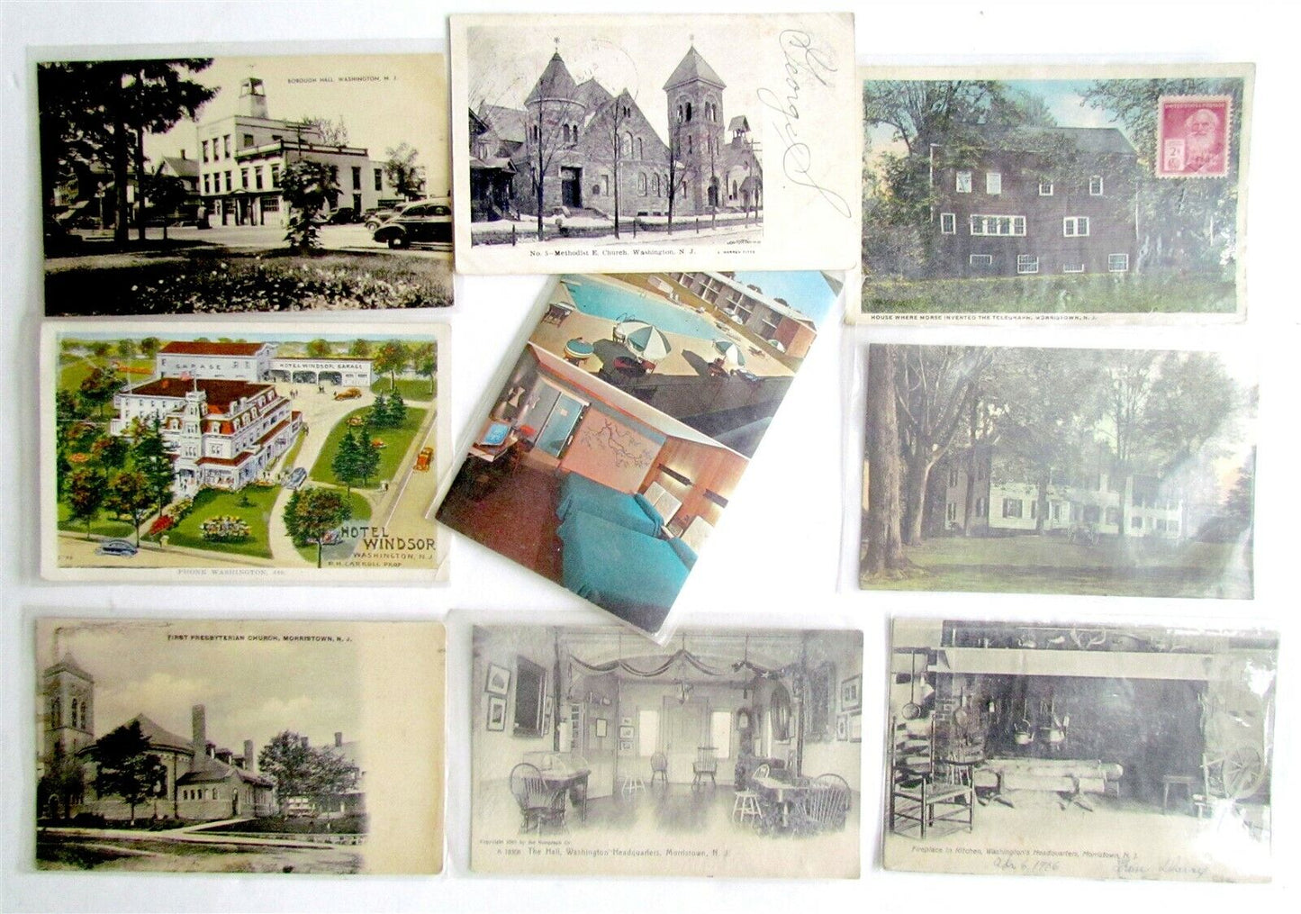 NEW JERSEY NJ lot 36 ANTIQUE VINTAGE POSTCARDS BORDENTOWN MORRISTOWN WASHINGTON