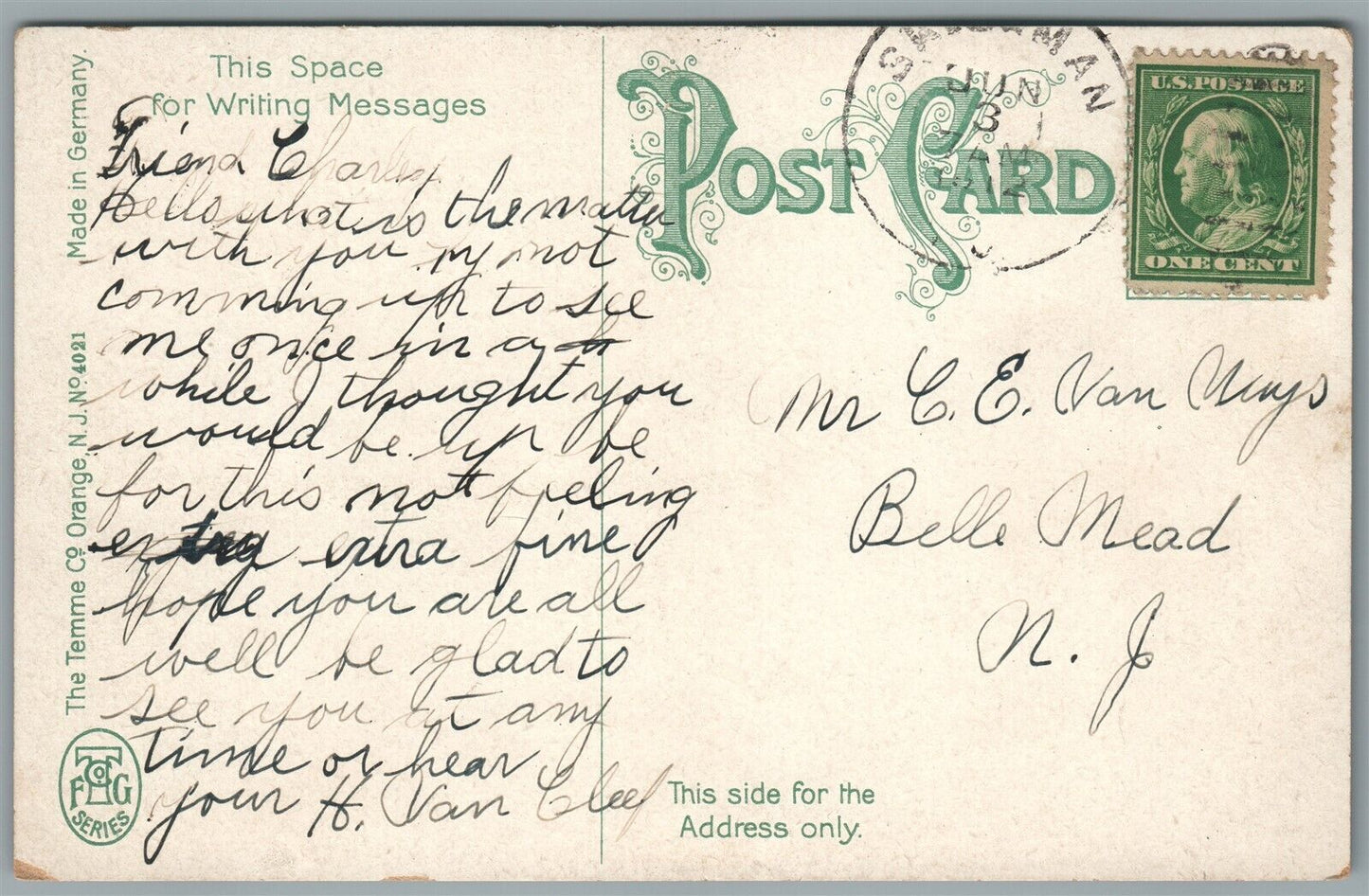 TRENTON NJ EAST STATE STREET ANTIQUE POSTCARD