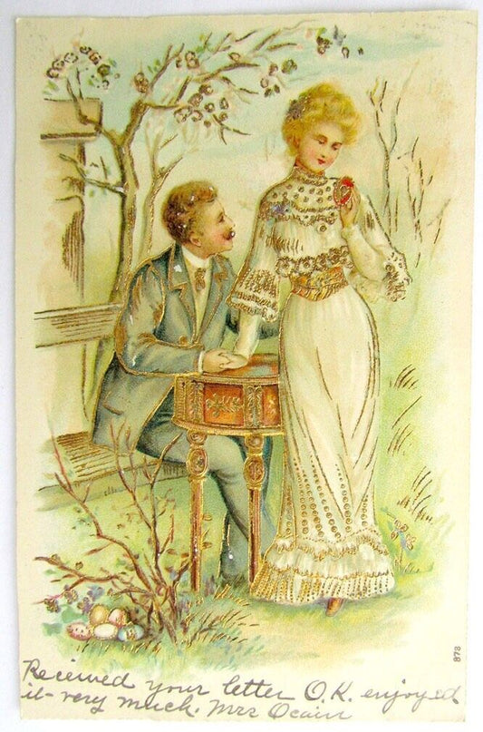 1906 ANTIQUE ROMANTIC POSTCARD - LOVING COUPLE