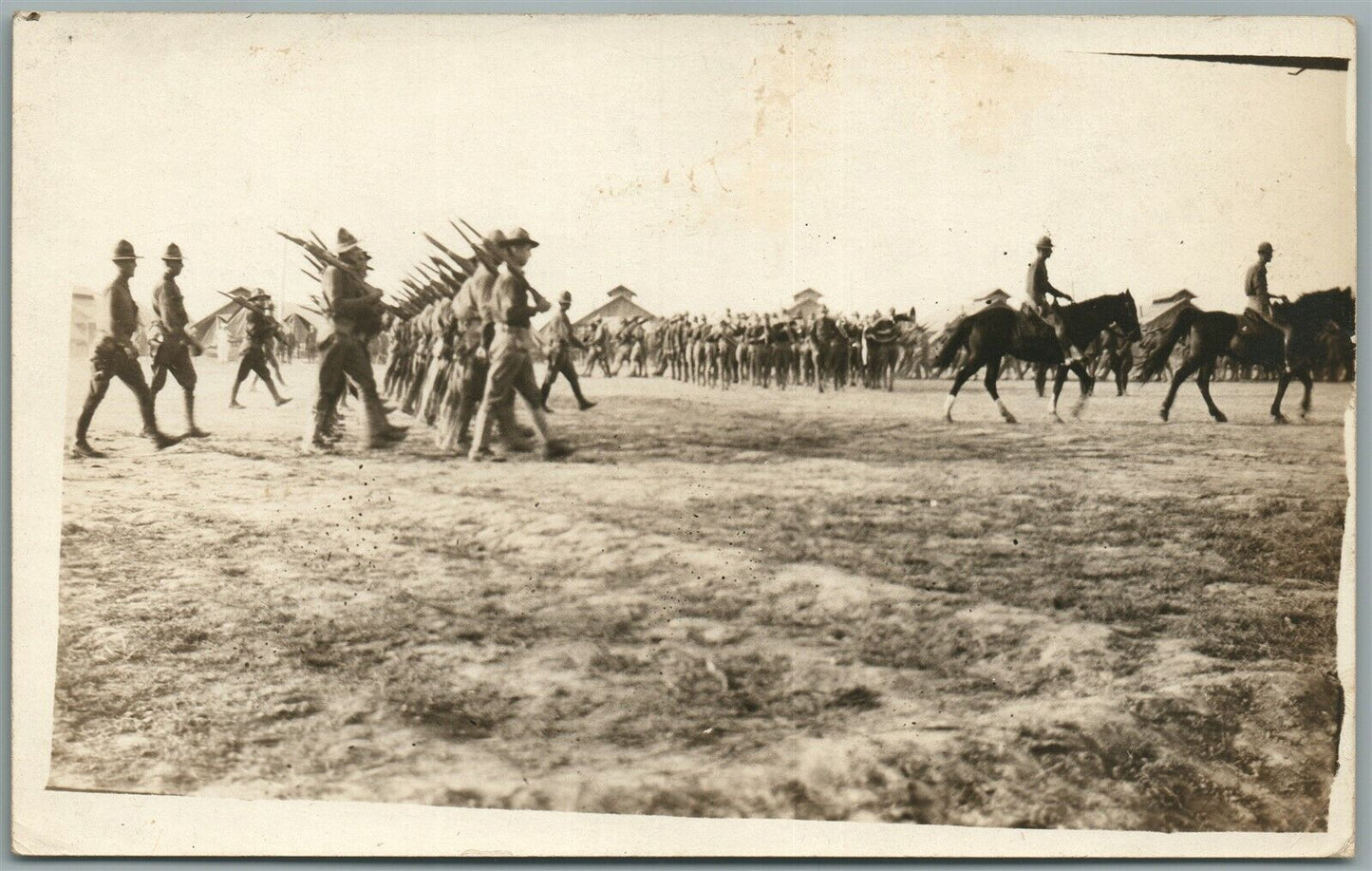 WWI AMERICAN SOLDIERS HORSEMEN ANTIQUE REAL PHOTO POSTCARD RPPC