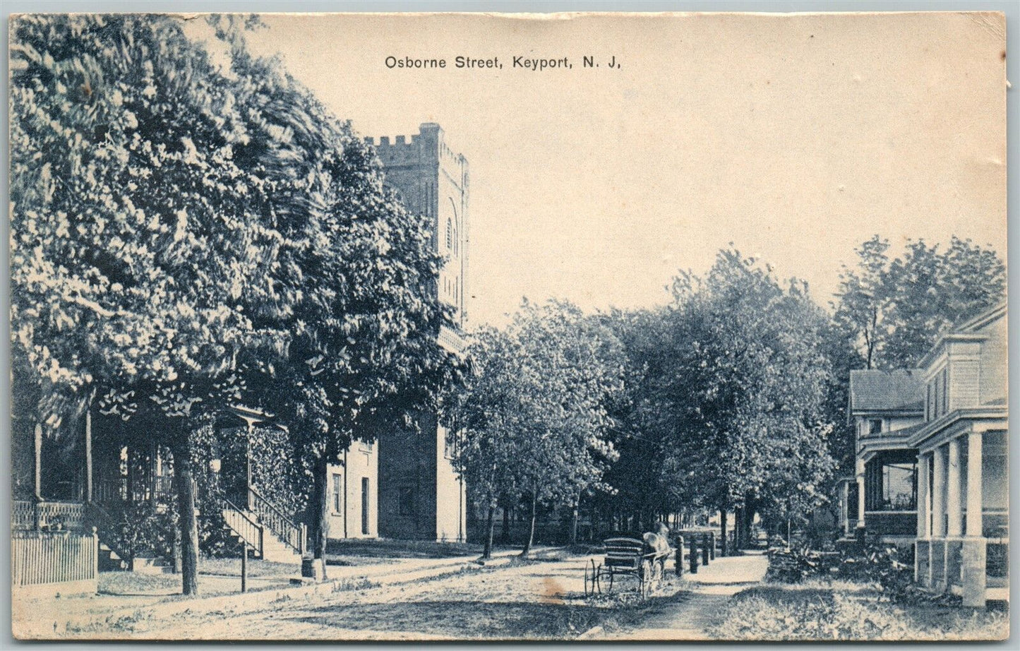 KEYPORT NJ OSBORNE STREET 1909 ANTIQUE POSTCARD