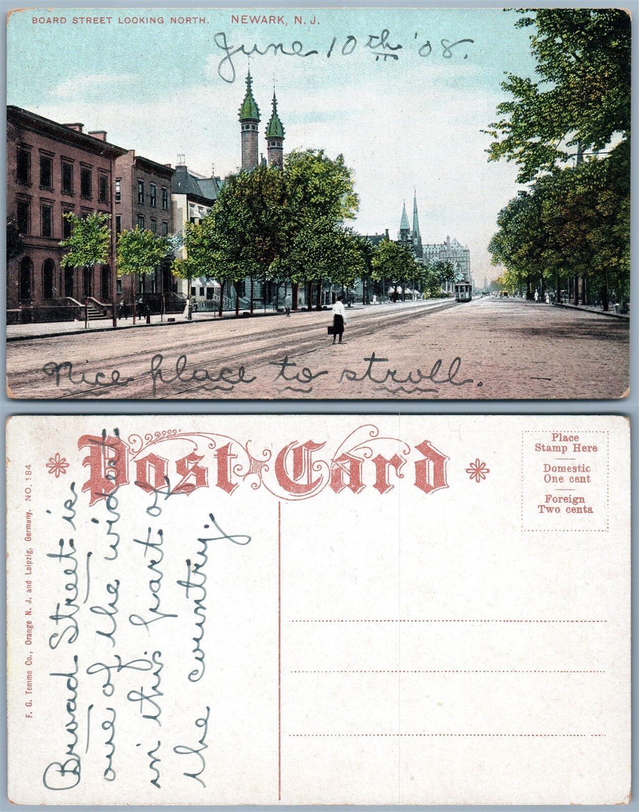 NEWARK N.J. BROAD STREET ANTIQUE POSTCARD