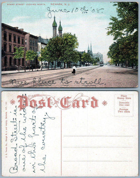NEWARK N.J. BROAD STREET ANTIQUE POSTCARD