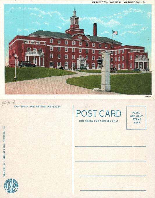 WASHINGTON PA HOSPITAL VINTAGE POSTCARD