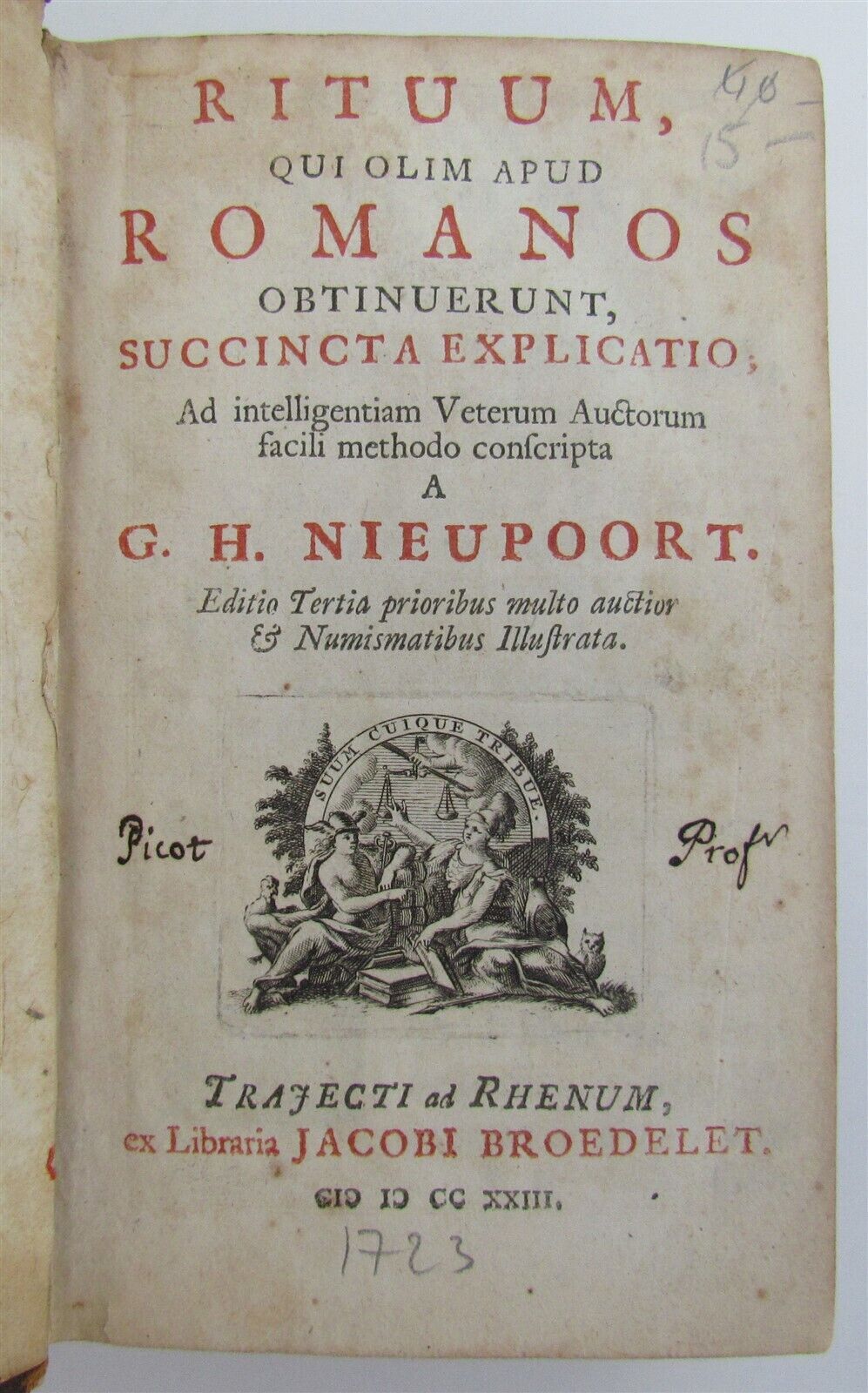 1723 RITUUM ROMANOS by G.H.NIEUPOORT antique ROMAN ANTIQUITY ILLUSTRATED