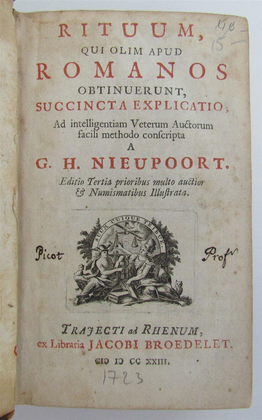 1723 RITUUM ROMANOS by G.H.NIEUPOORT antique ROMAN ANTIQUITY ILLUSTRATED