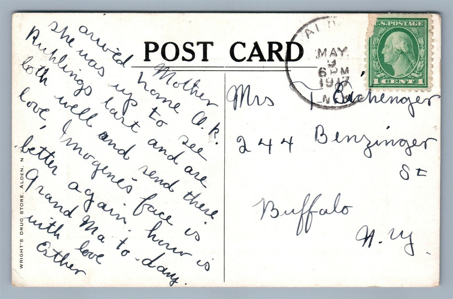 ALDEN NY WASHINGTON HOUSE Mr. & Mrs. STOWELL ANTIQUE POSTCARD