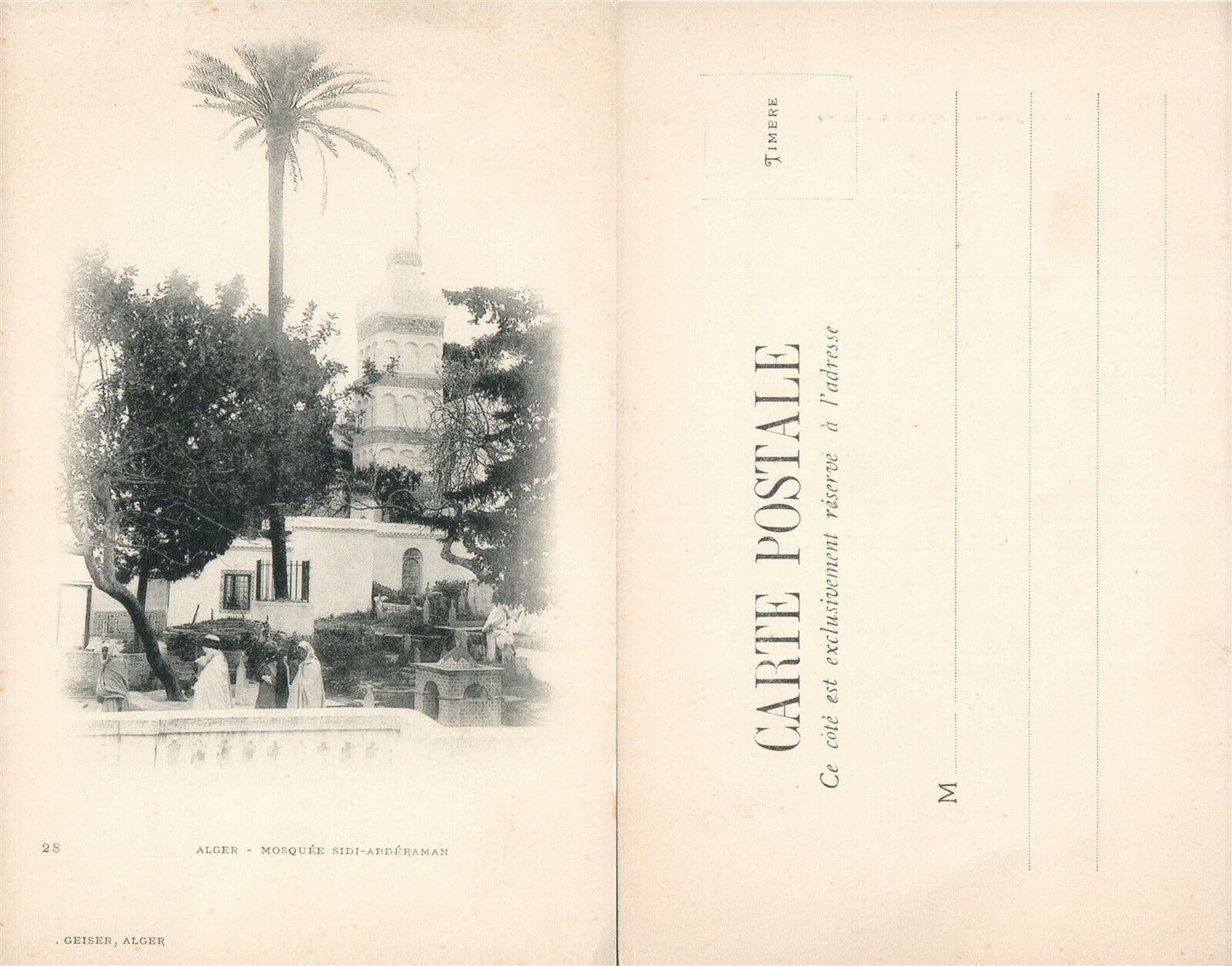 ALGERIA MOSQUE SIDI-ABDERAMAN ANTIQUE POSTCARD