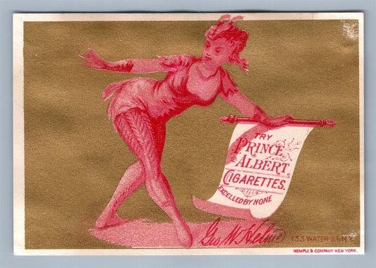 WATER STREET NEW YORK CITY VICTORIAN TRADE CARD PRINCE ALBERT CIGARETTES