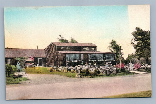 FLEMINGTON NJ LOG CABIN POTTERY SHOP VINTAGE POSTCARD