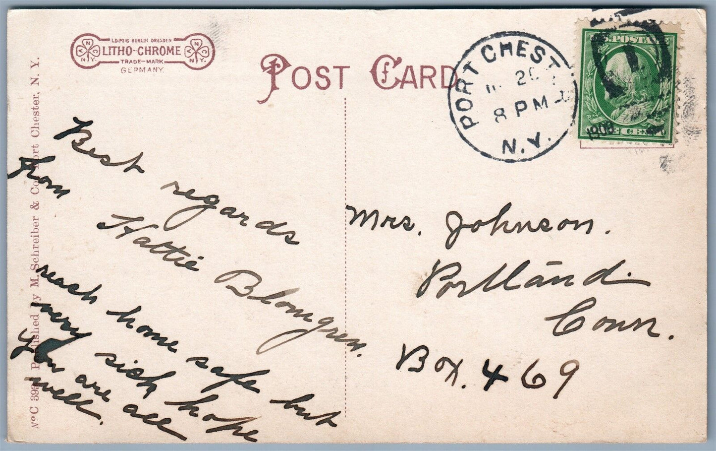 PORT CHESTER NY LEICESTER STREET ANTIQUE POSTCARD