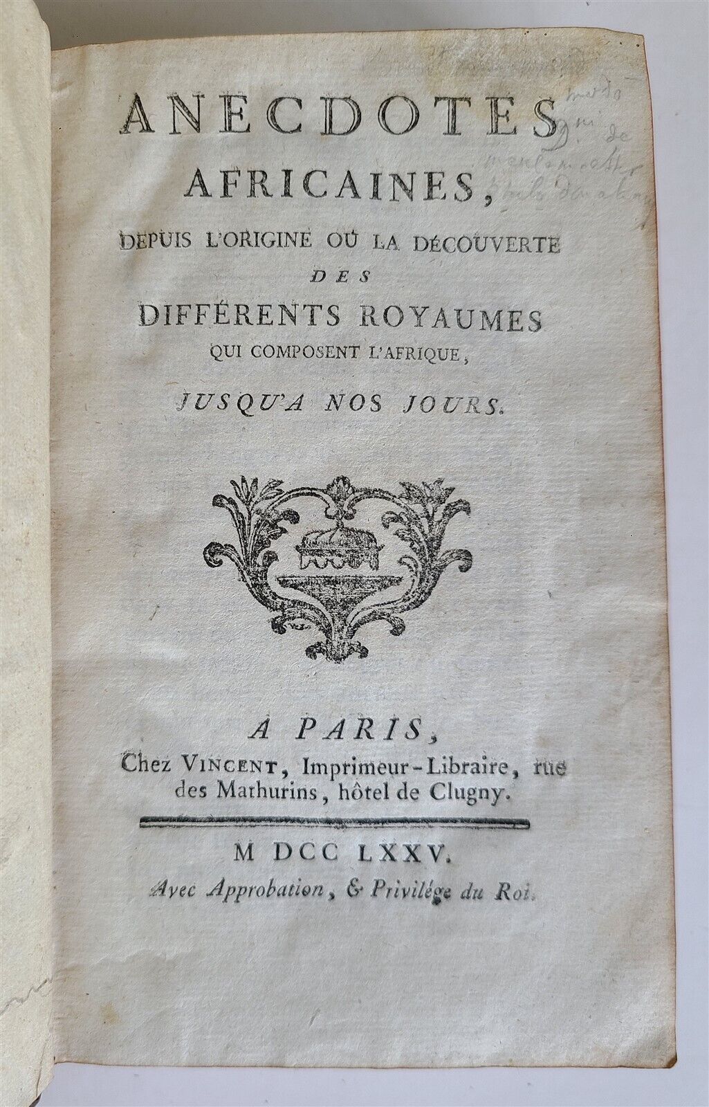 1775 ANECDOTES AFRICAINES antique FRENCH HISTORY of AFRICA