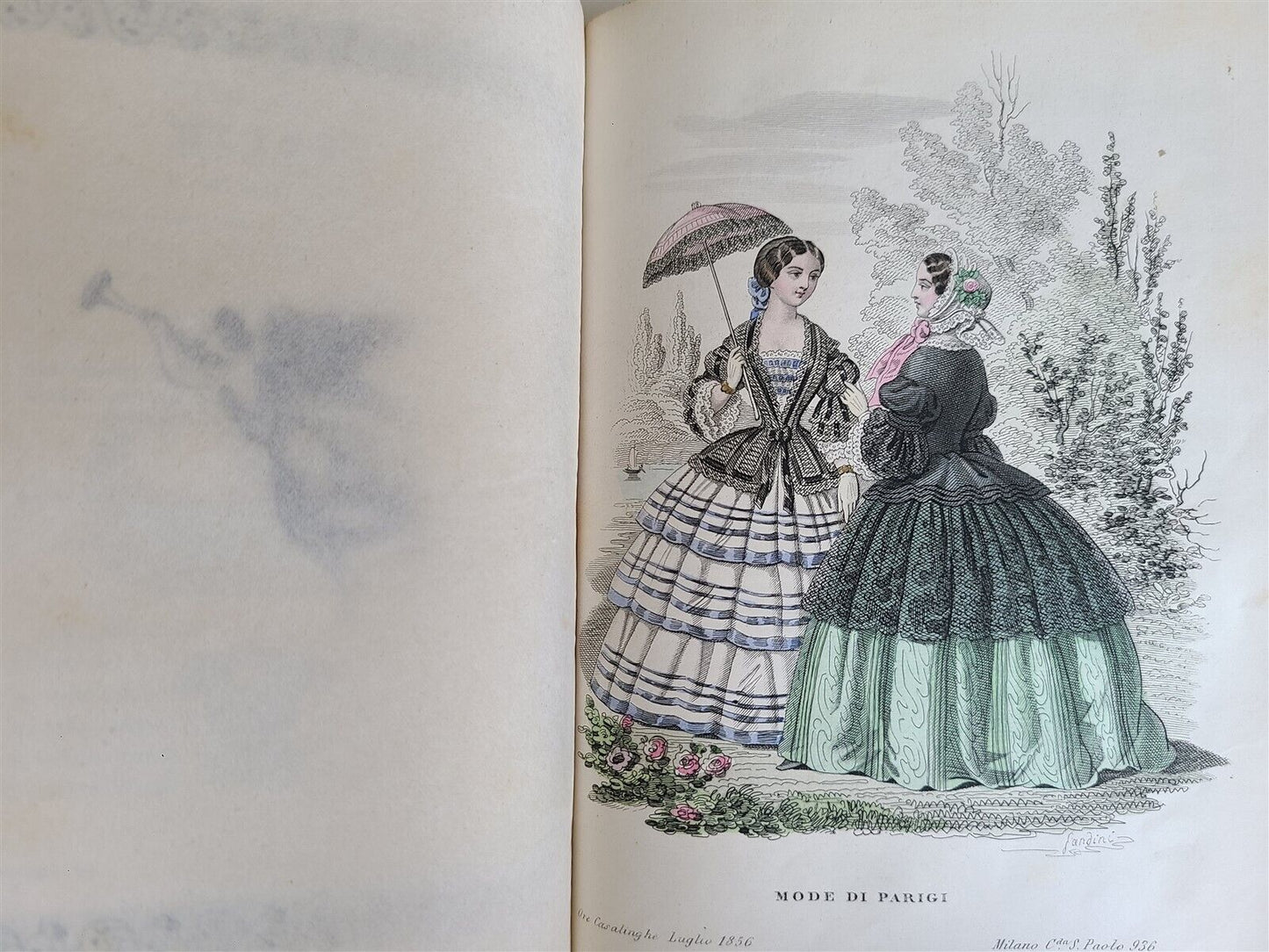 1856 LE ORE CASALINGHE antique FASHION DESIGNS ILLUSTRATED in ITALIAN