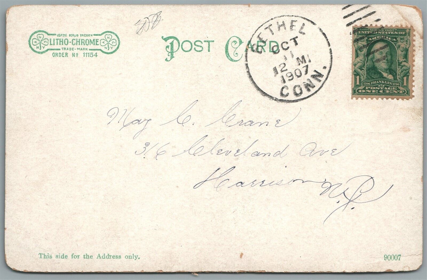 BETHEL CT P.T. BARNUM FOUNTAIN ANTIQUE POSTCARD