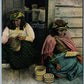 PUGET INDIANS WEAVING BASKETS ANTIQUE POSTCARD