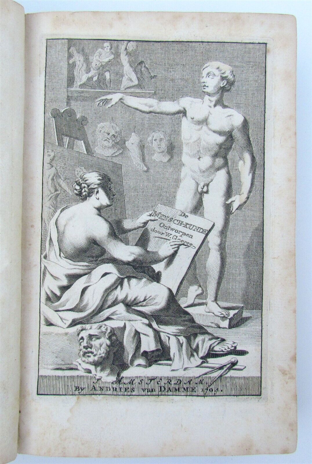 1730 ARTISTS' MANUAL in DUTCH ILLUSTRATED antique VELLUM BINDING