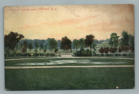 EAST ORANGE NJ PARK LILY POND ANTIQUE POSTCARD