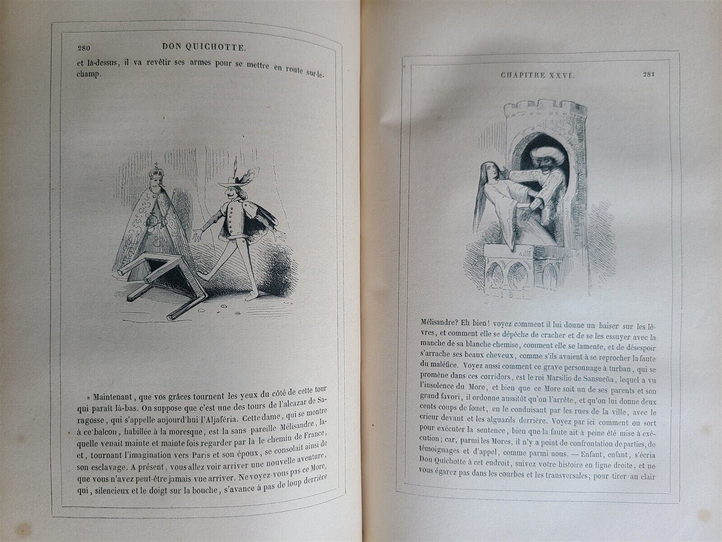 1836 DON QUICHOTTE DE LA MANCHE MIGUEL de CERVANTES 2 VOLS antique ILLUSTRATED