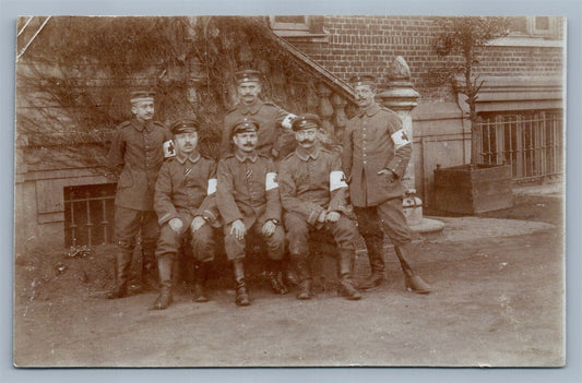 GERMAN RED CROSS OFFICERS WWI FELDPOST ANTIQUE REAL PHOTO POSTCARD RPPC