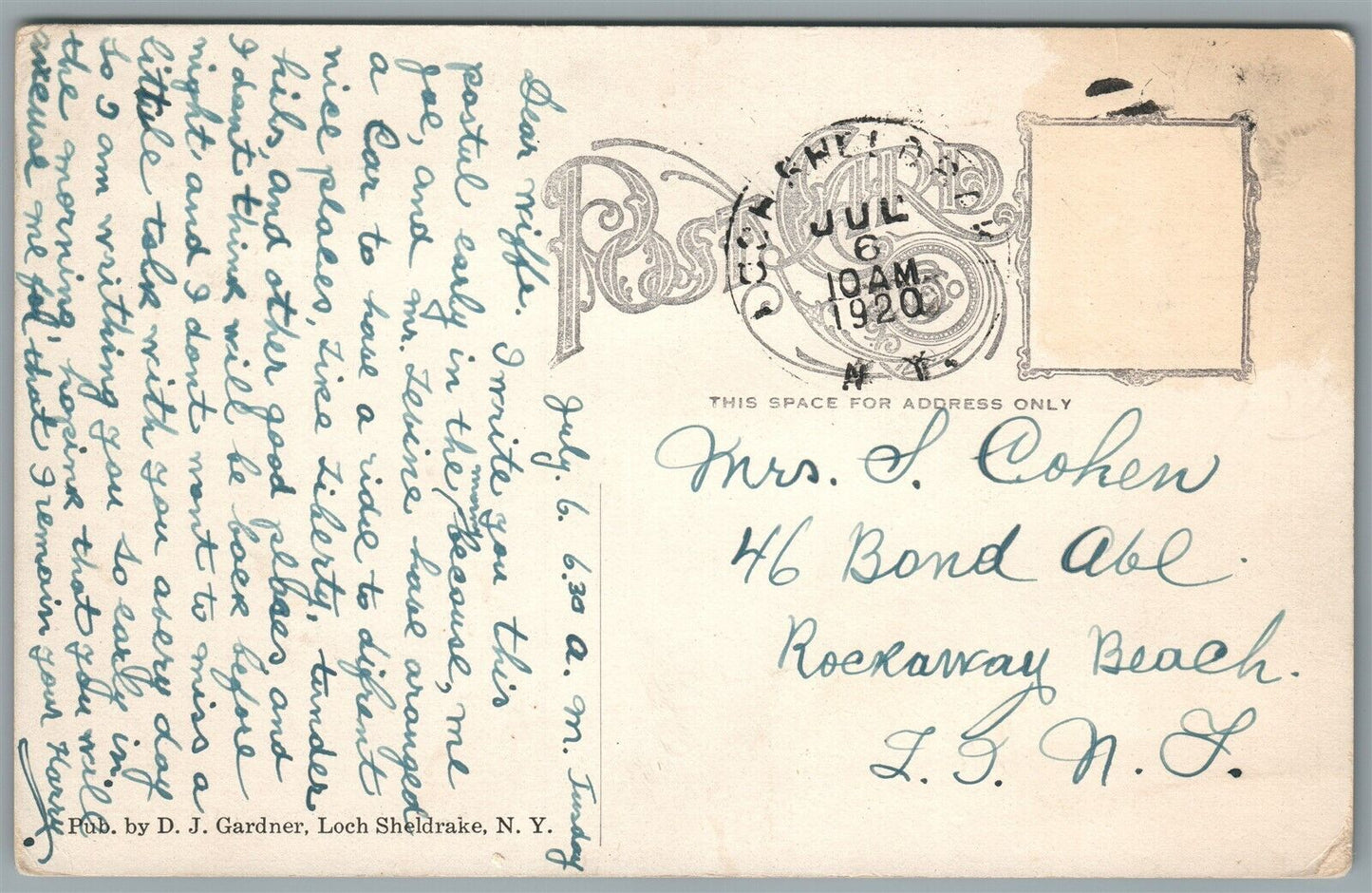 LOCH SHELDRAKE NY BEAUTIFUL LAKE ANTIQUE POSTCARD