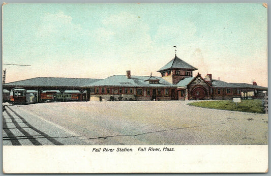 FALL RIVER MA RAILROAD STATION RAILWAY TRAIN DEPOT ANTIQUE POSTCARD