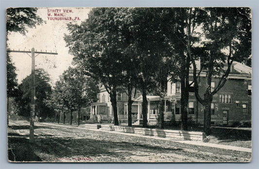 YOUNGSVILLE PA W. MAIN STREET ANTIQUE POSTCARD
