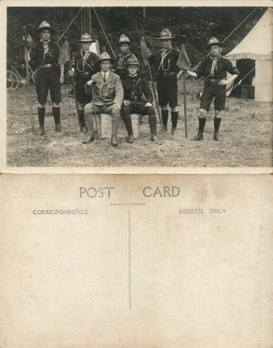 BOY SCOUTS RPPC REAL PHOTO ANTIQUE POSTCARD RARE!