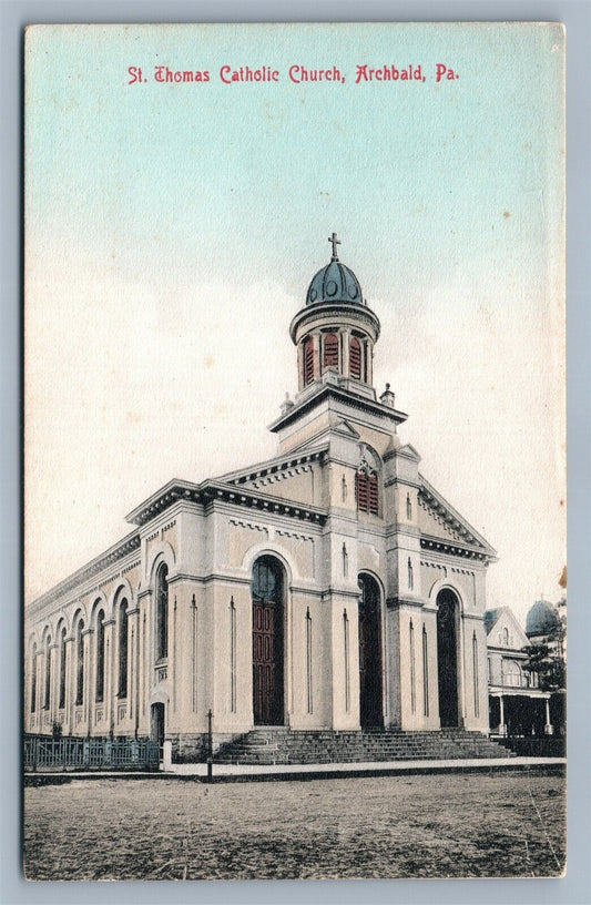 ARCHBALD PA ST.THOMAS CATHOLIC CHURCH ANTIQUE POSTCARD