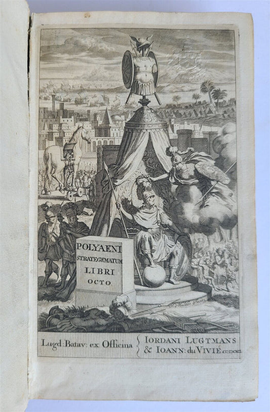 1691 STRATAGEMS in WAR by POLYAENUS antique VELLUM BINDING