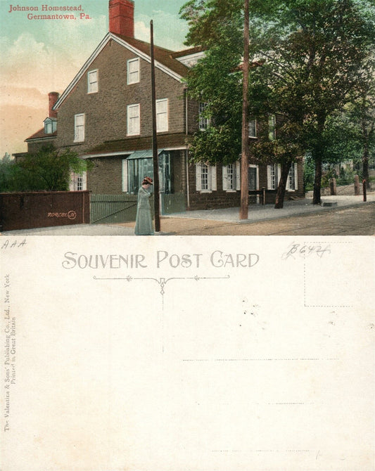 GERMANTOWN PA JOHNSON HOMESTEAD ANTIQUE POSTCARD