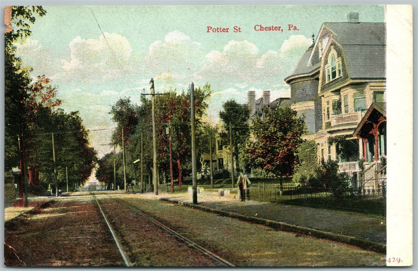 CHESTER PA POTTER STREET ANTIQUE POSTCARD