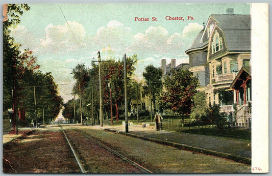 CHESTER PA POTTER STREET ANTIQUE POSTCARD