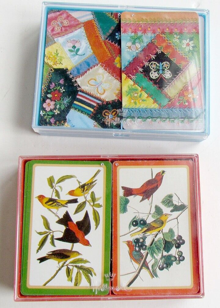 LOT OF 2  PLAYING CARDS DOUBLE DECKS - HALLMARK PATCHWARK & BIRDS BACK