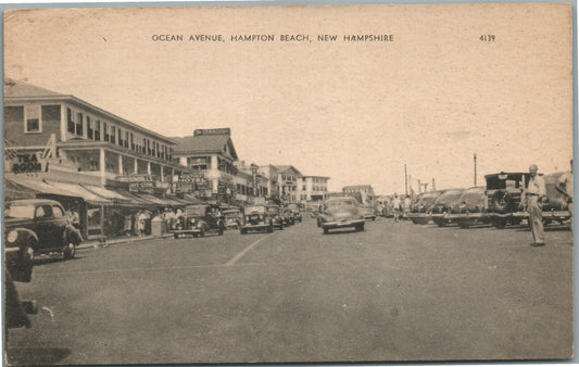 HAMPTON BEACH NH OCEAN AVENUE VINTAGE POSTCARD