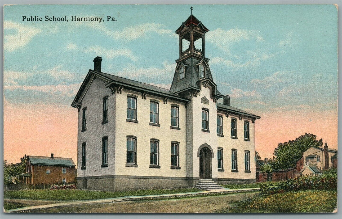 HARMONY PA PUBLIC SCHOOL ANTIQUE POSTCARD