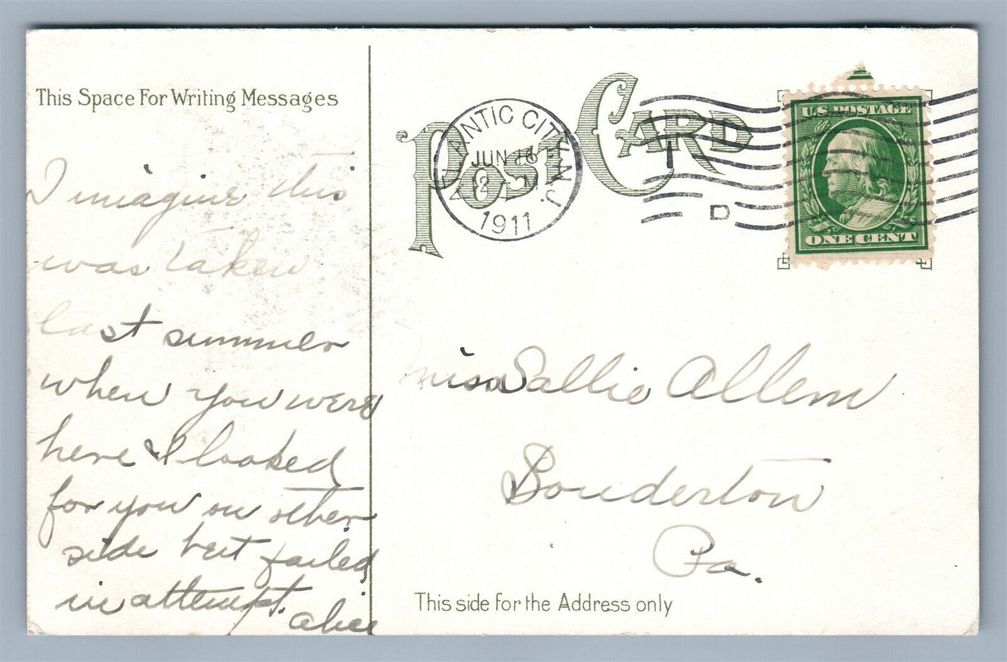 ATLANTIC CITY NJ ST.NICHOLAS CHURCH SUNDAY MORNING ANTIQUE POSTCARD