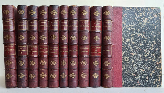 1879 ALFRED DE MUSSET WORKS antique 10 VOLUMES in FRENCH POETRY & PROSE