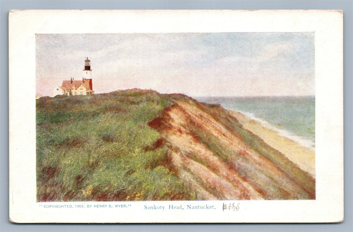 NANTUCKET MA SANKOTY HEAD LIGHT HOUSE UNDIVIDED ANTIQUE POSTCARD