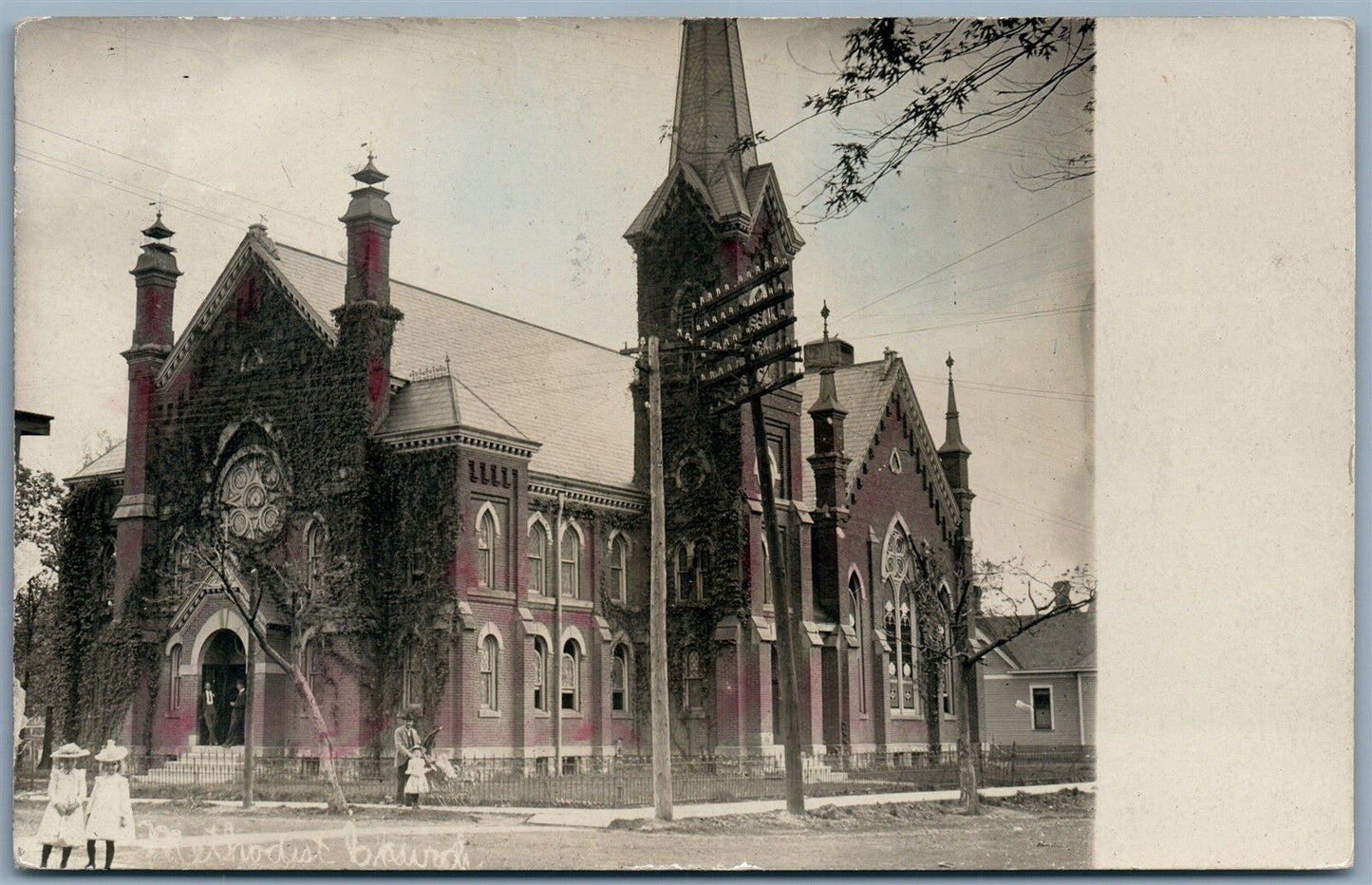JAMESTOWN NY METHODIST CHURCH 1907 ANTIQUE REAL PHOTO POSTCARD RPPC