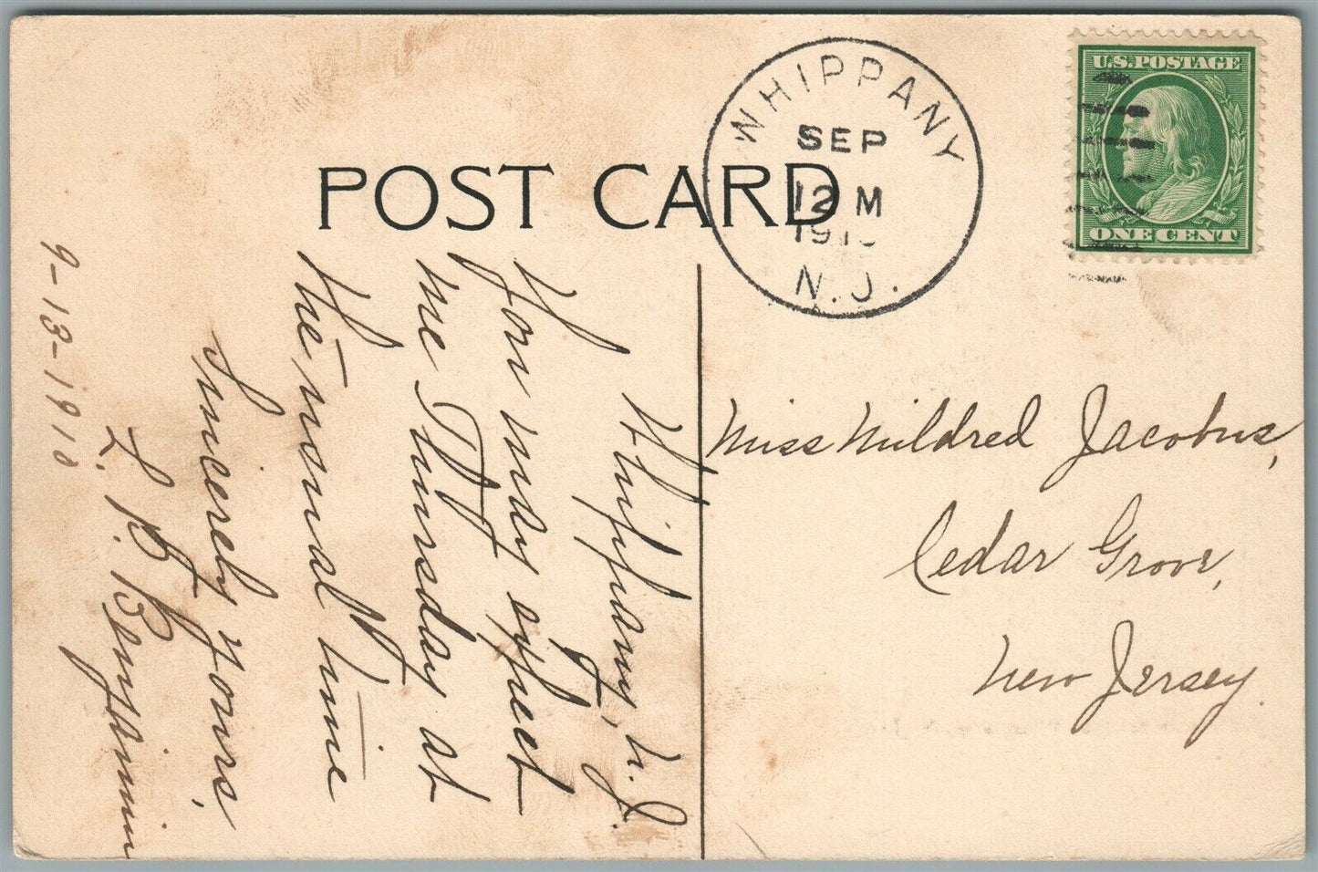 WHIPPANY NJ JEFFERSON BRIDGE ANTIQUE POSTCARD