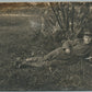 GERMAN WWI SOLDIER w/ CIGAR & LETTER FELDPOST ANTIQUE REAL PHOTO POSTCARD RPPC