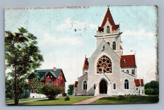 MADISON NJ ST.VINCENTS R.C. CHURCH ANTIQUE POSTCARD