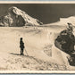 WINTER SPORT SKIING SCENE SWITZERLAND ANTIQUE REAL PHOTO POSTCARD RPPC