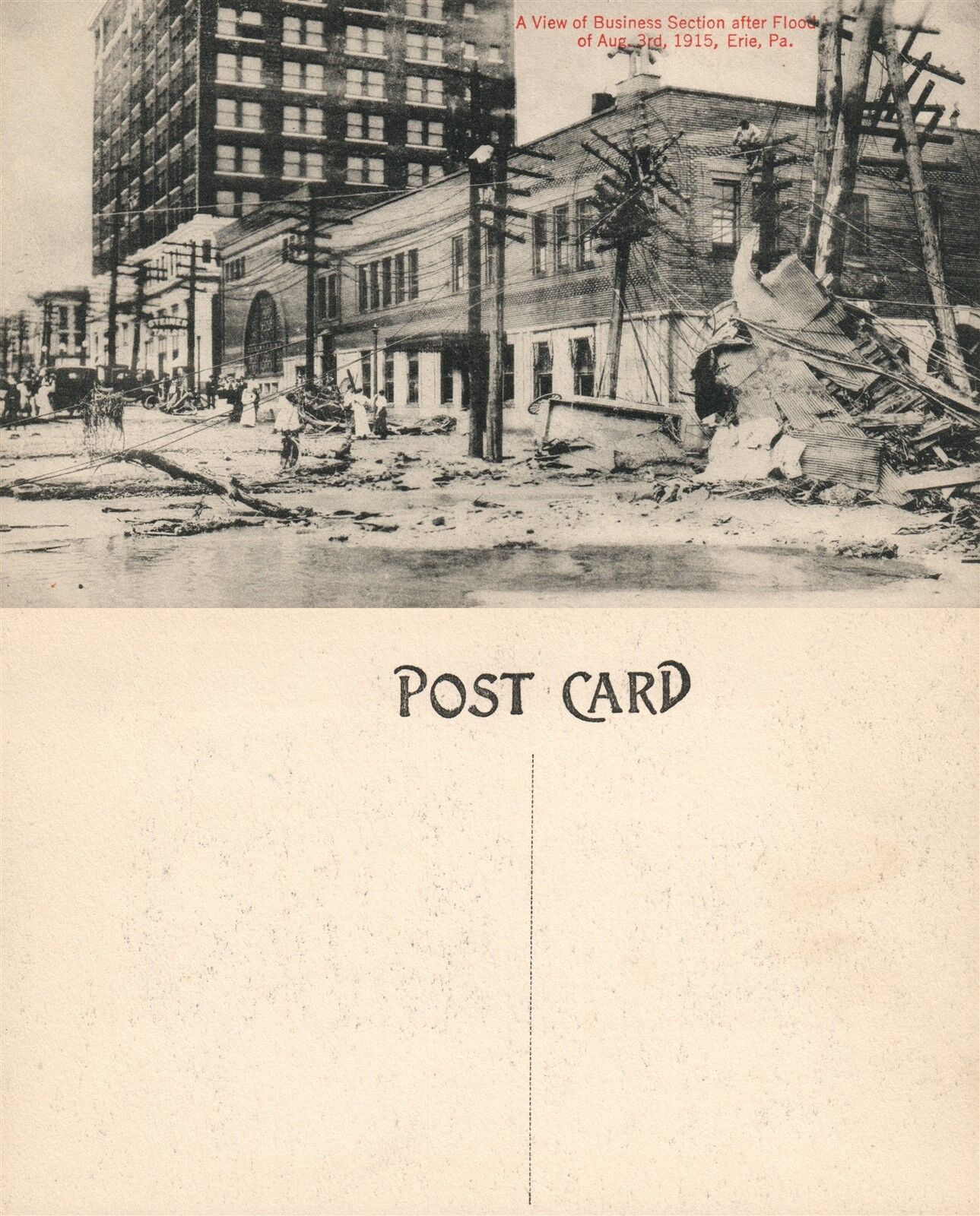 ERIE PA AFTER THE 1915 FLOOD 14th & FRENCH STREET ANTIQUE POSTCARD