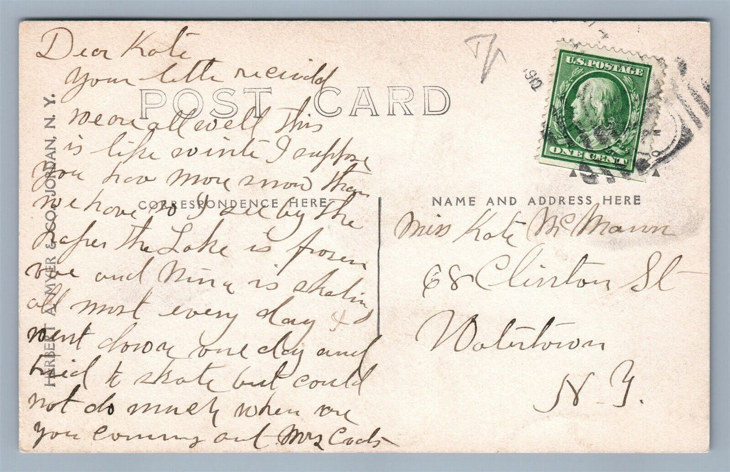 BRIER HILL NY MEMORIAL CHURCH ANTIQUE REAL PHOTO POSTCARD RPPC