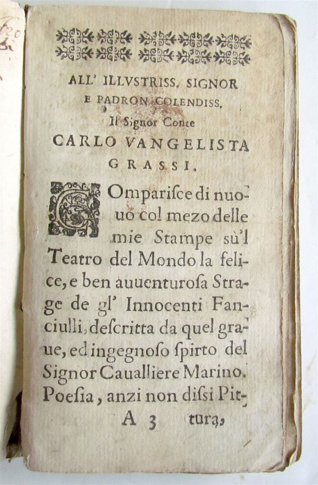 1630s LA STRAGE DE GL'INNOCENTI DEL CAVALIER MARINO antique VELLUM in ITALIAN