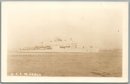 MILITARY SHIP USS McCORMICK ANTIQUE REAL PHOTO POSTCARD RPPC