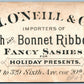 SASH & BONNET RIBBONS ANTIQUE ADVERTISING VICTORIAN TRADE CARD