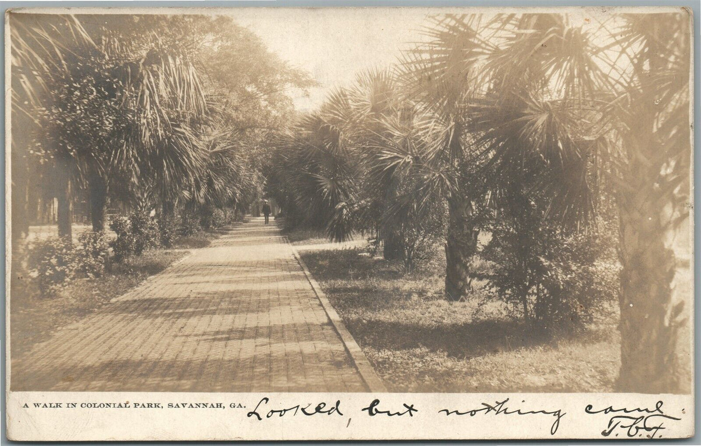 SAVANNAH GA COLONIAL PARK ANTIQUE REAL PHOTO POSTCARD RPPC