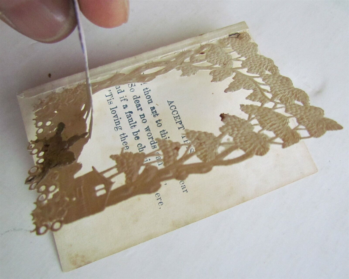 ANTIQUE ROMANTIC MESSAGE CARD LACE FOIL SMALL SIZE